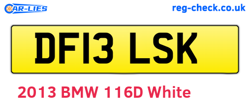 DF13LSK are the vehicle registration plates.