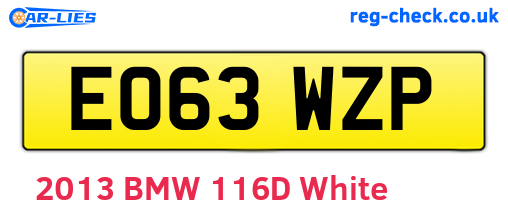 EO63WZP are the vehicle registration plates.