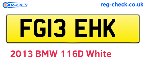 FG13EHK are the vehicle registration plates.