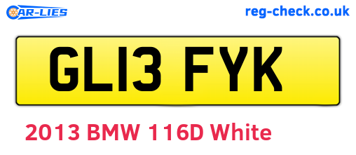 GL13FYK are the vehicle registration plates.