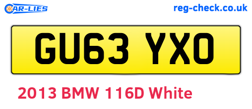 GU63YXO are the vehicle registration plates.