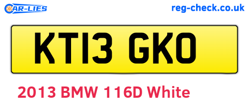 KT13GKO are the vehicle registration plates.
