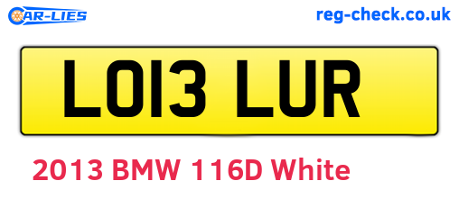 LO13LUR are the vehicle registration plates.
