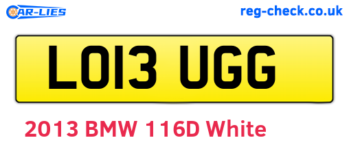 LO13UGG are the vehicle registration plates.