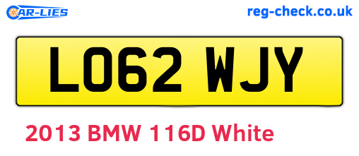 LO62WJY are the vehicle registration plates.