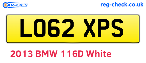 LO62XPS are the vehicle registration plates.