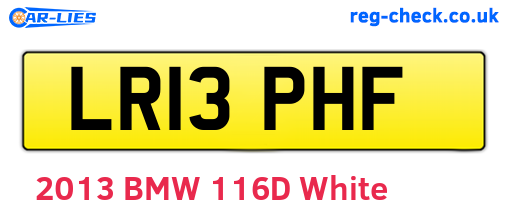 LR13PHF are the vehicle registration plates.