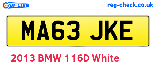 MA63JKE are the vehicle registration plates.