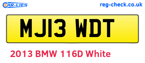 MJ13WDT are the vehicle registration plates.
