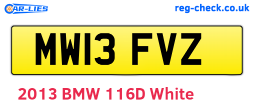 MW13FVZ are the vehicle registration plates.