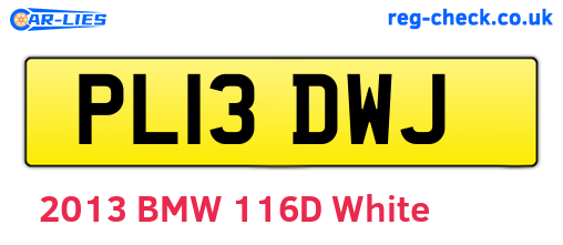 PL13DWJ are the vehicle registration plates.