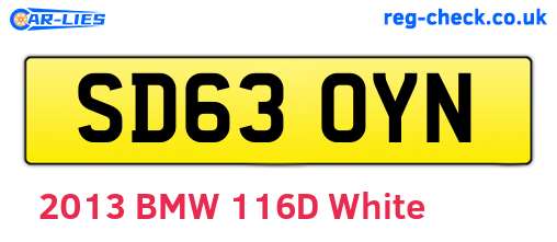 SD63OYN are the vehicle registration plates.