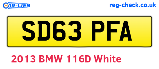 SD63PFA are the vehicle registration plates.