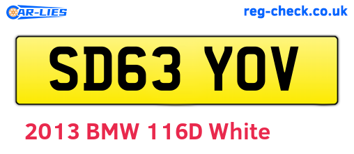 SD63YOV are the vehicle registration plates.