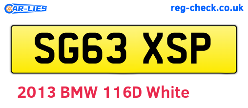SG63XSP are the vehicle registration plates.