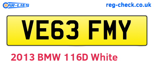 VE63FMY are the vehicle registration plates.