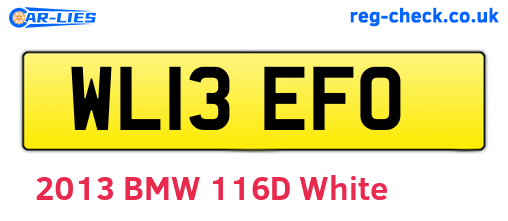 WL13EFO are the vehicle registration plates.