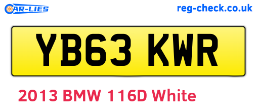 YB63KWR are the vehicle registration plates.