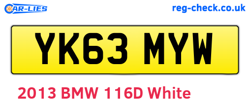 YK63MYW are the vehicle registration plates.
