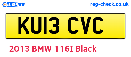 KU13CVC are the vehicle registration plates.