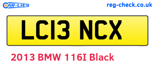 LC13NCX are the vehicle registration plates.