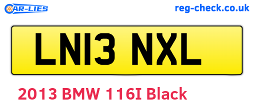 LN13NXL are the vehicle registration plates.