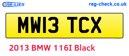 MW13TCX are the vehicle registration plates.