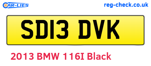 SD13DVK are the vehicle registration plates.