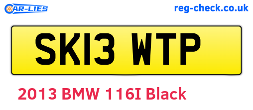 SK13WTP are the vehicle registration plates.