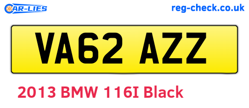VA62AZZ are the vehicle registration plates.