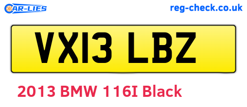 VX13LBZ are the vehicle registration plates.