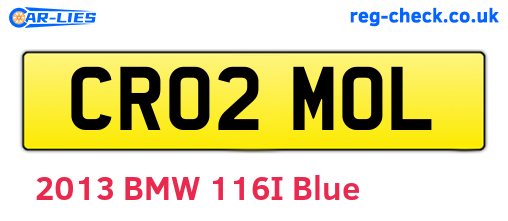 CR02MOL are the vehicle registration plates.