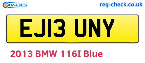EJ13UNY are the vehicle registration plates.