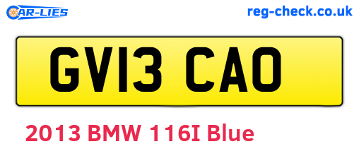 GV13CAO are the vehicle registration plates.