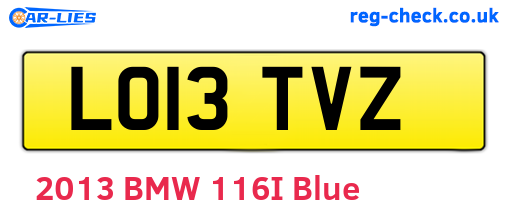 LO13TVZ are the vehicle registration plates.