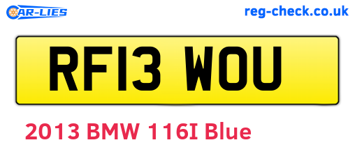 RF13WOU are the vehicle registration plates.