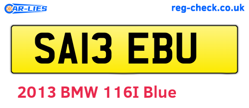 SA13EBU are the vehicle registration plates.