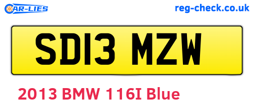 SD13MZW are the vehicle registration plates.