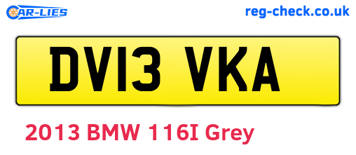 DV13VKA are the vehicle registration plates.