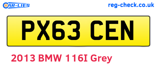 PX63CEN are the vehicle registration plates.