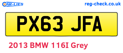 PX63JFA are the vehicle registration plates.