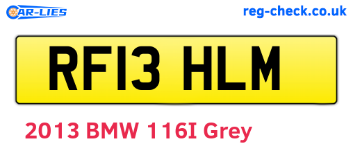 RF13HLM are the vehicle registration plates.