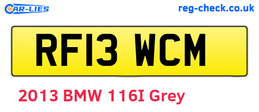 RF13WCM are the vehicle registration plates.