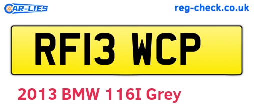 RF13WCP are the vehicle registration plates.