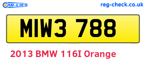 MIW3788 are the vehicle registration plates.