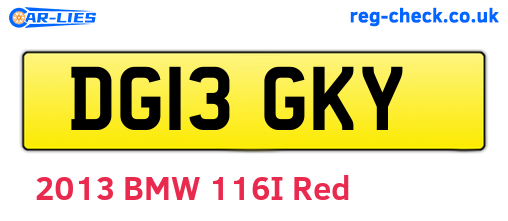 DG13GKY are the vehicle registration plates.
