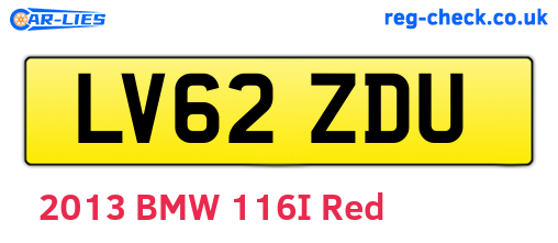 LV62ZDU are the vehicle registration plates.
