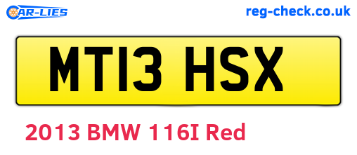 MT13HSX are the vehicle registration plates.