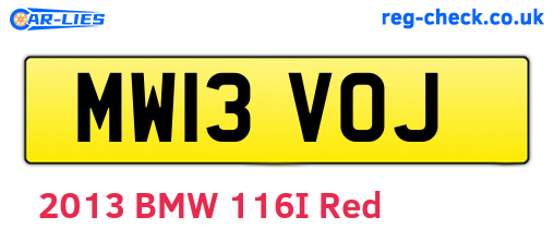 MW13VOJ are the vehicle registration plates.