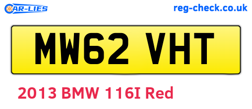 MW62VHT are the vehicle registration plates.